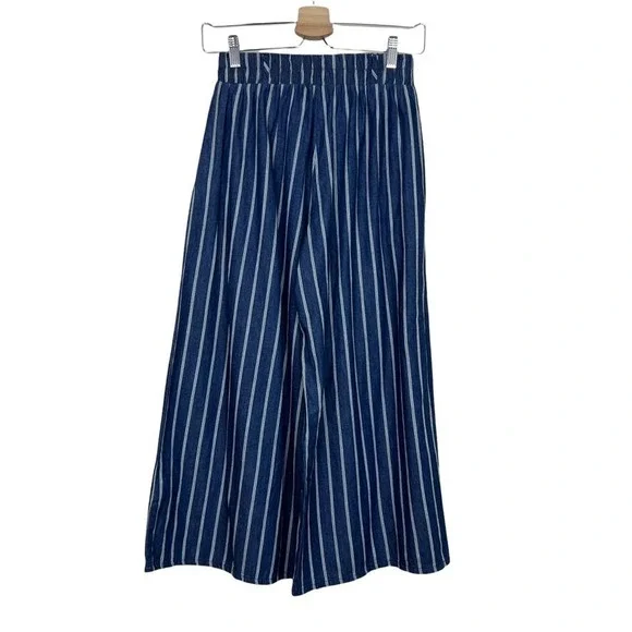 Final Touch Wide Leg Blue Striped Palazzo Pants Size Small - Picture 2 of 14
